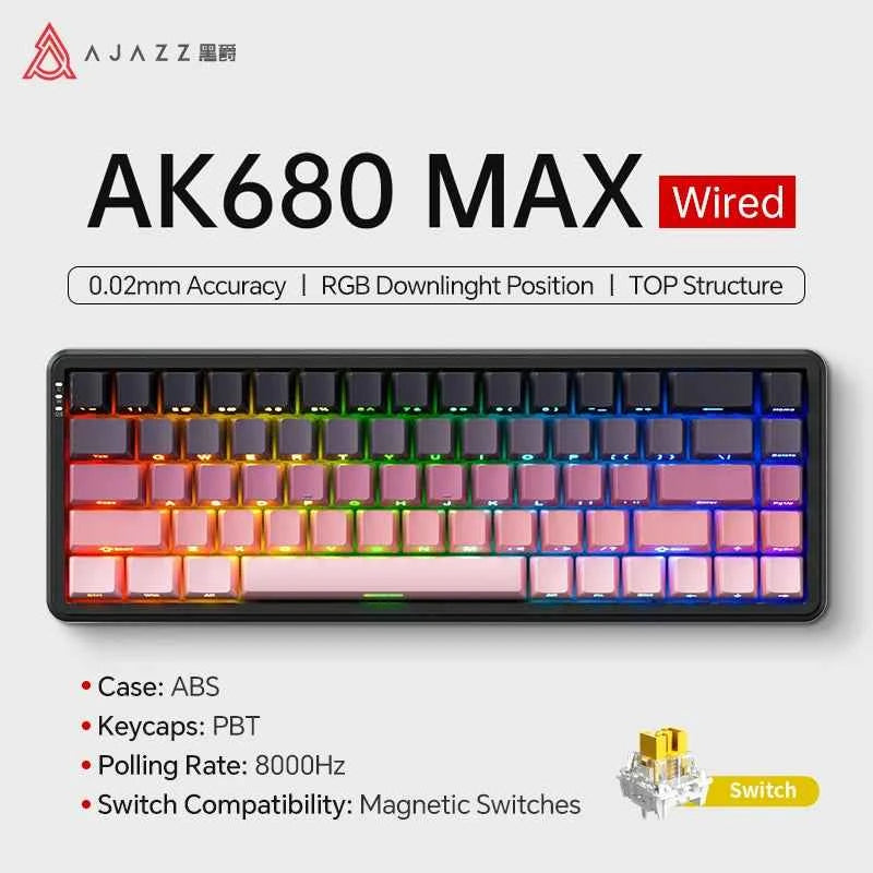 AJAZZ AK680 MAX Magnetic Switch Mechanical Keyboard 60% Rapid Trigger 0.01mm 8K/1K Return 68 keys Gaming Keybaord