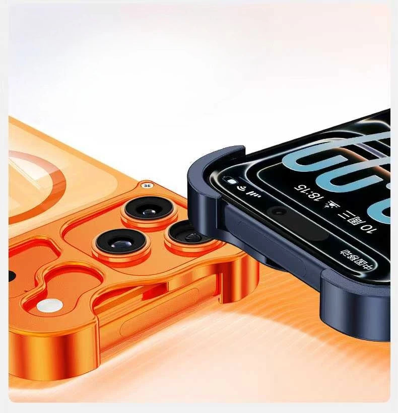 For iPhone Air 17 16 15 Pro Max Bumper Case Aluminum Metal Corner Pad Transparent Magnetic Shell Cover Magsafe Charging