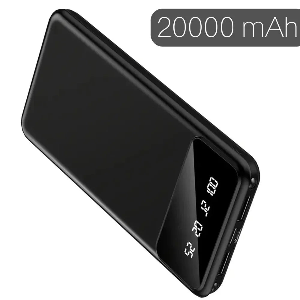 20000mAh Large Capacity Power Bank, 5V 2.1A Portable USB Charger with LED Digital Display, Dual USB Output Ports, Type-C & Micro Dual Inputs, Safe Stable Lithium Polymer Battery, Compatible with iOS & Android Devices
