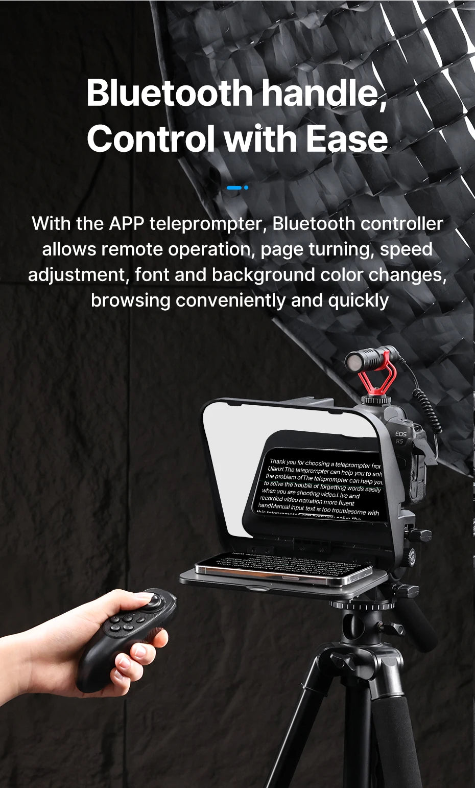 Ulanzi RT02 Teleprompter Portable Mini Collapsible Prompter for Tablets DSLR Laptop Camera Phone Live Streaming Video Recording