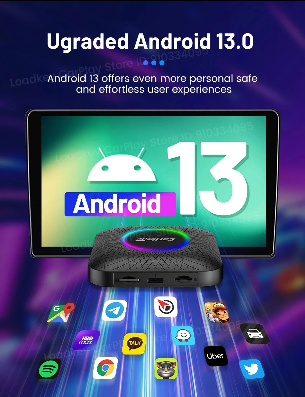 Carlinkit Ai Box Android 13 Led Wireless Android Auto & CarPlay Smart Tv Box QCM6225 Support Youtube Netflix Car Accessories
