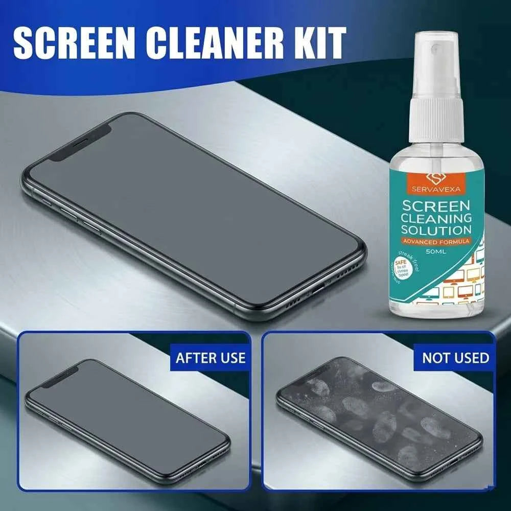 SERVAVEXA Screen Cleaner Spray Kit for Laptop Phone TV Monitor Tablet, Streak-Free Lens Cleaning Solution with Microfiber Cloth