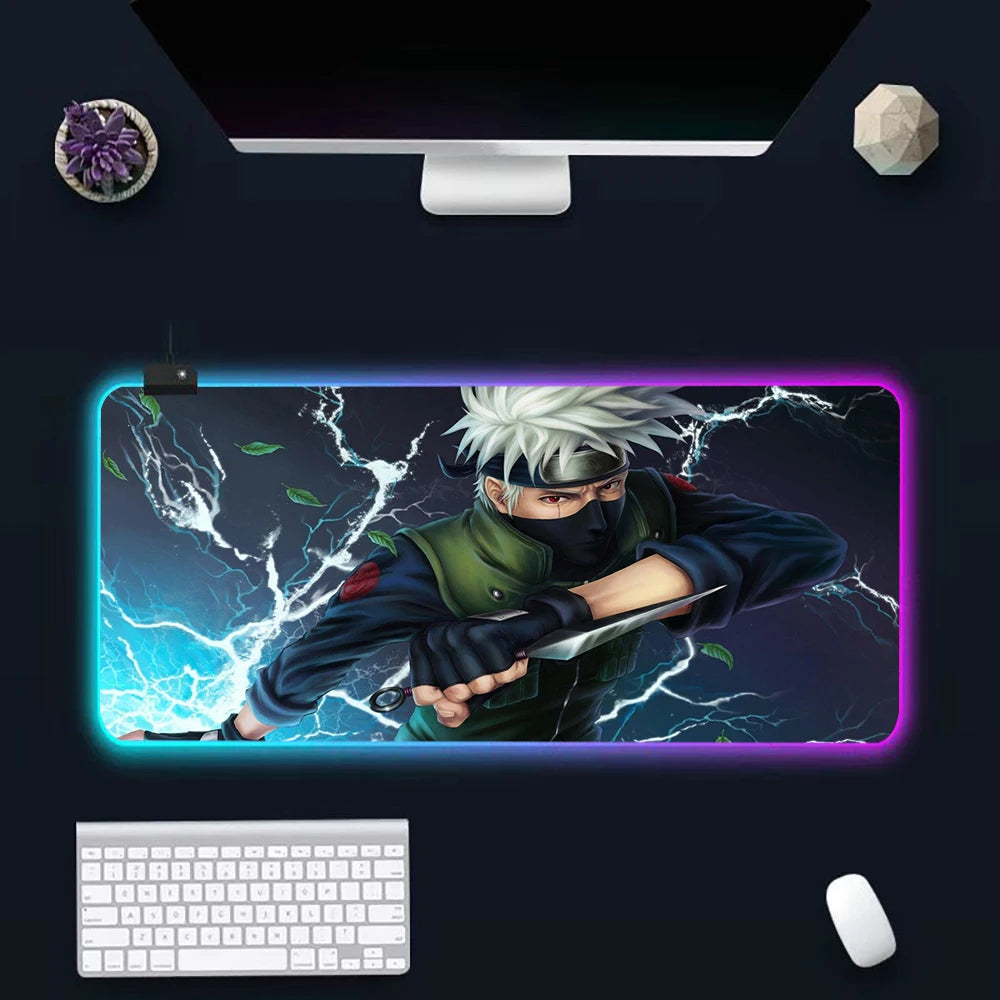 Anime N-narutos RGB Pc Gamer Keyboard Mouse Pad Mousepad LED Glowing Mouse Mats Rubber Gaming Computer Mausepad - WinSupport Tech
