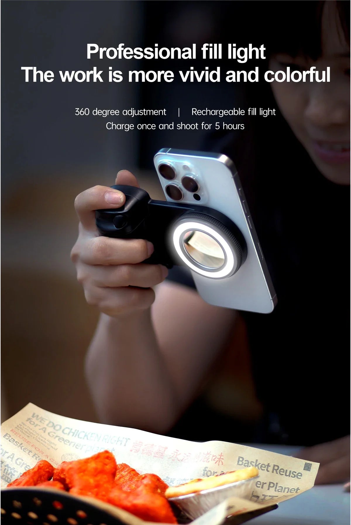 2026 MagSafe Smartphone Camera Shutter Grip Bluetooth Selfie Handle Camera Photo Stabilizer with Fill Light for Iphone Android