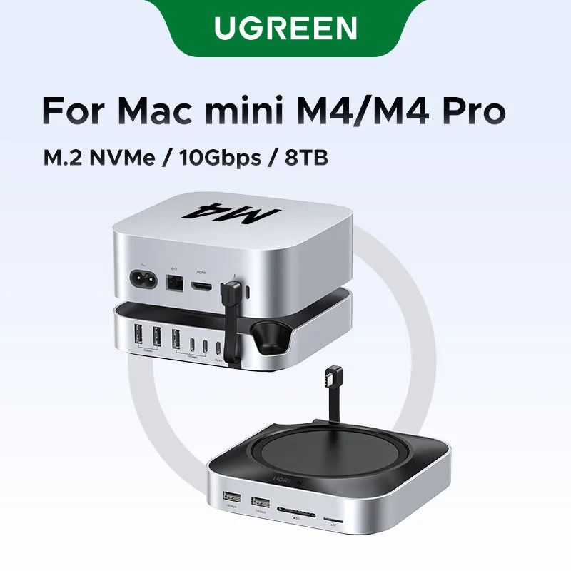 UGREEN USB HUB Docking Station for Mac Mini M4 M4 Pro M.2 NVMe SSD 8TB Max 10Gbps USB-A&C Ports SD&TF 170MB/s USB Splitter Dock - WinSupport Tech