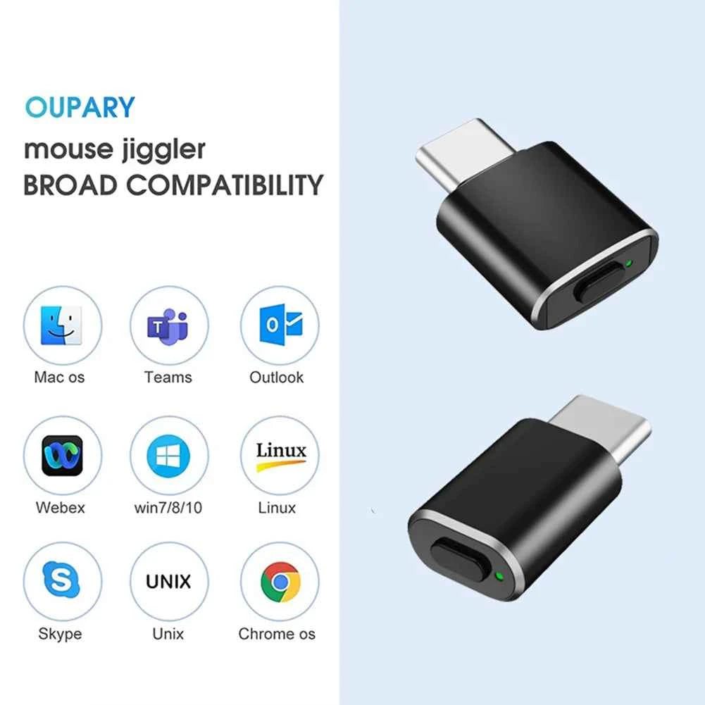 Mouse Jiggler USB Type-C Undetectable Automatic Mover With Switch Button for PC Laptop Keeps Computer Awake Simulate Mouse