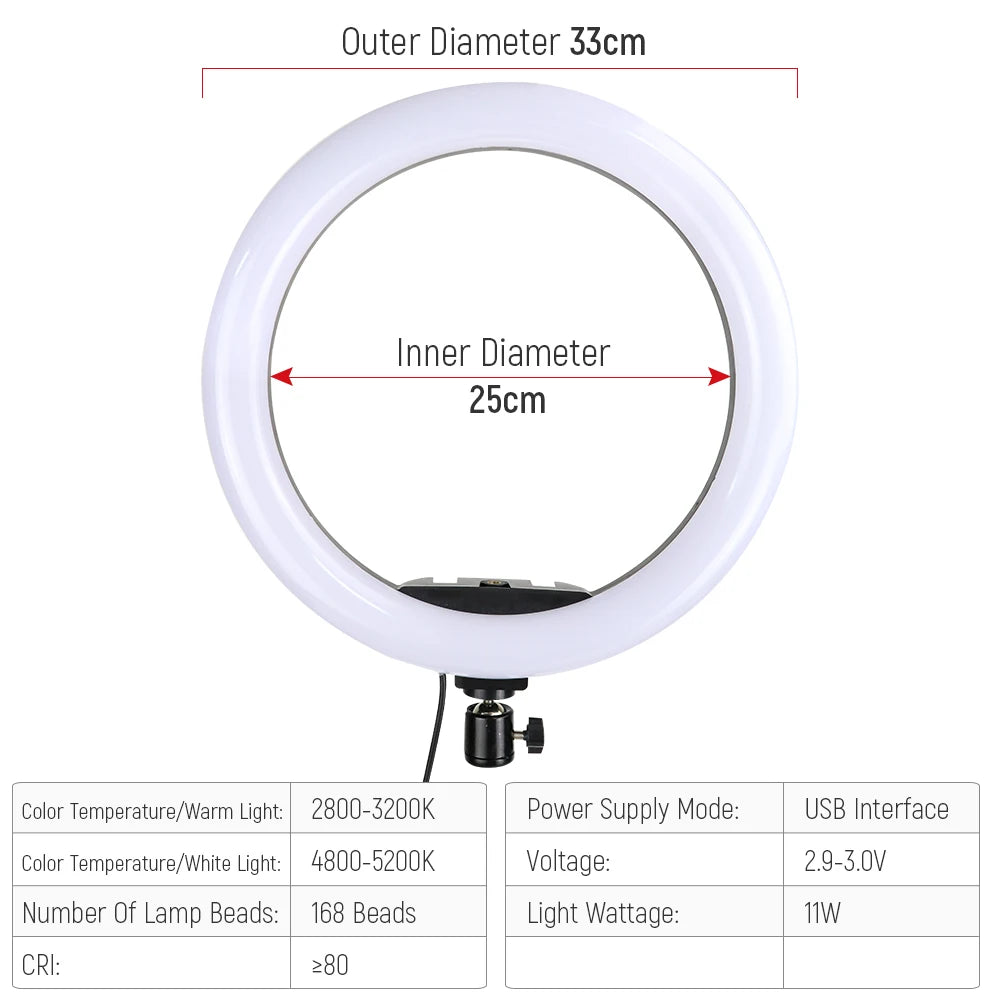 10 13 Inch Ring Light Dimmable Selfie Lamp Pptional Tripod Photographic Lighting Studio Video Lights For Live Make Up Youtube