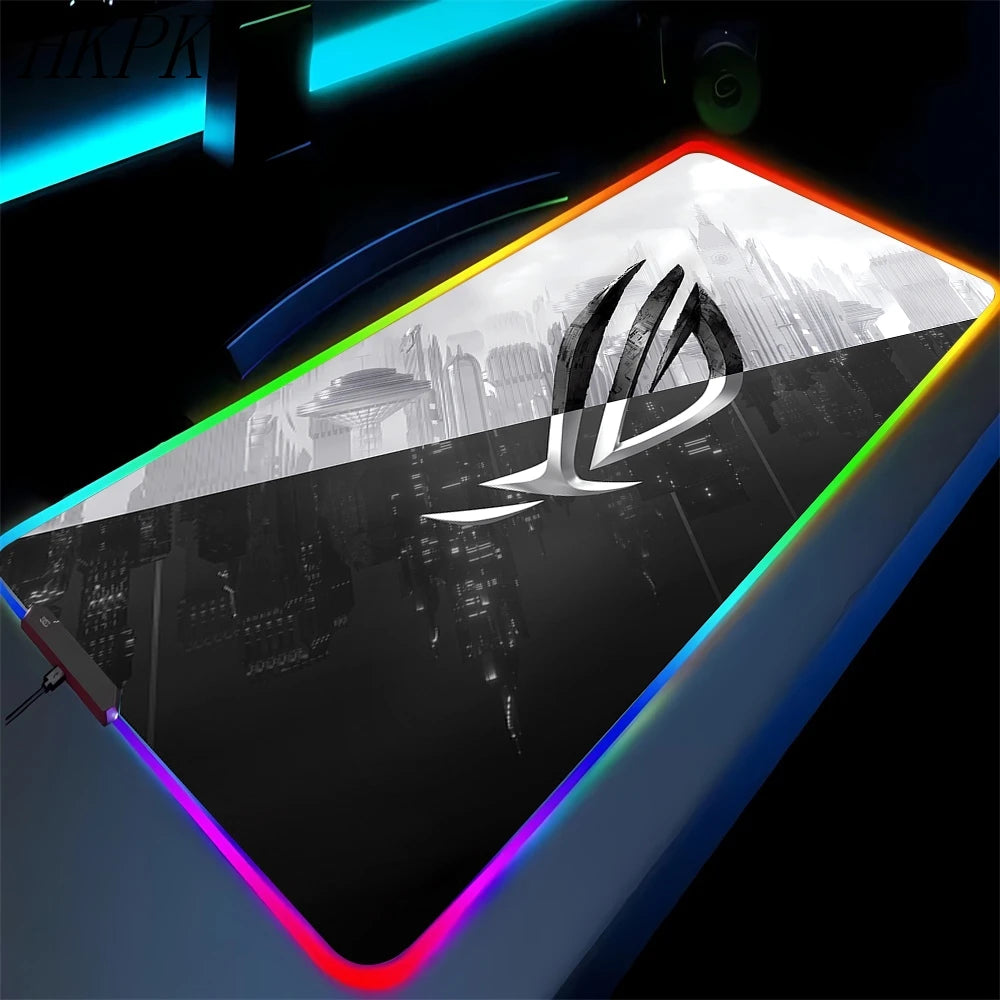 Black Mouse Pad Asus Rgb Gaming Mause Mat Anime Mats Gamer Rug Pc Xxl Cute Pads Large Game Keyboard Carpet Backlight Mousepad
