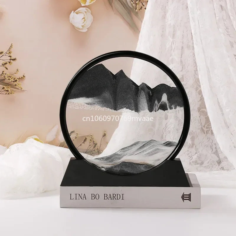Sandscape Moving Sand Art Frame Quicksand 3D Dynamic Liquid Hourglass Kinetic Sand Painting Flowing Sand Office Home Decor Gifts