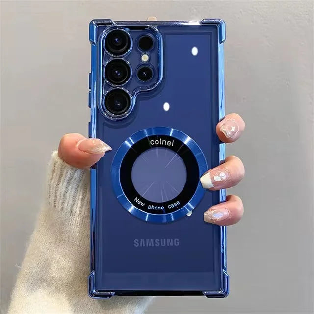 For Magsafe Plating Phone Cases For Samsung Galaxy S26 S25 S24 S23 S22 Ultra S21 Plus FE Note 20 Shockproof Clear Magnetic Cover
