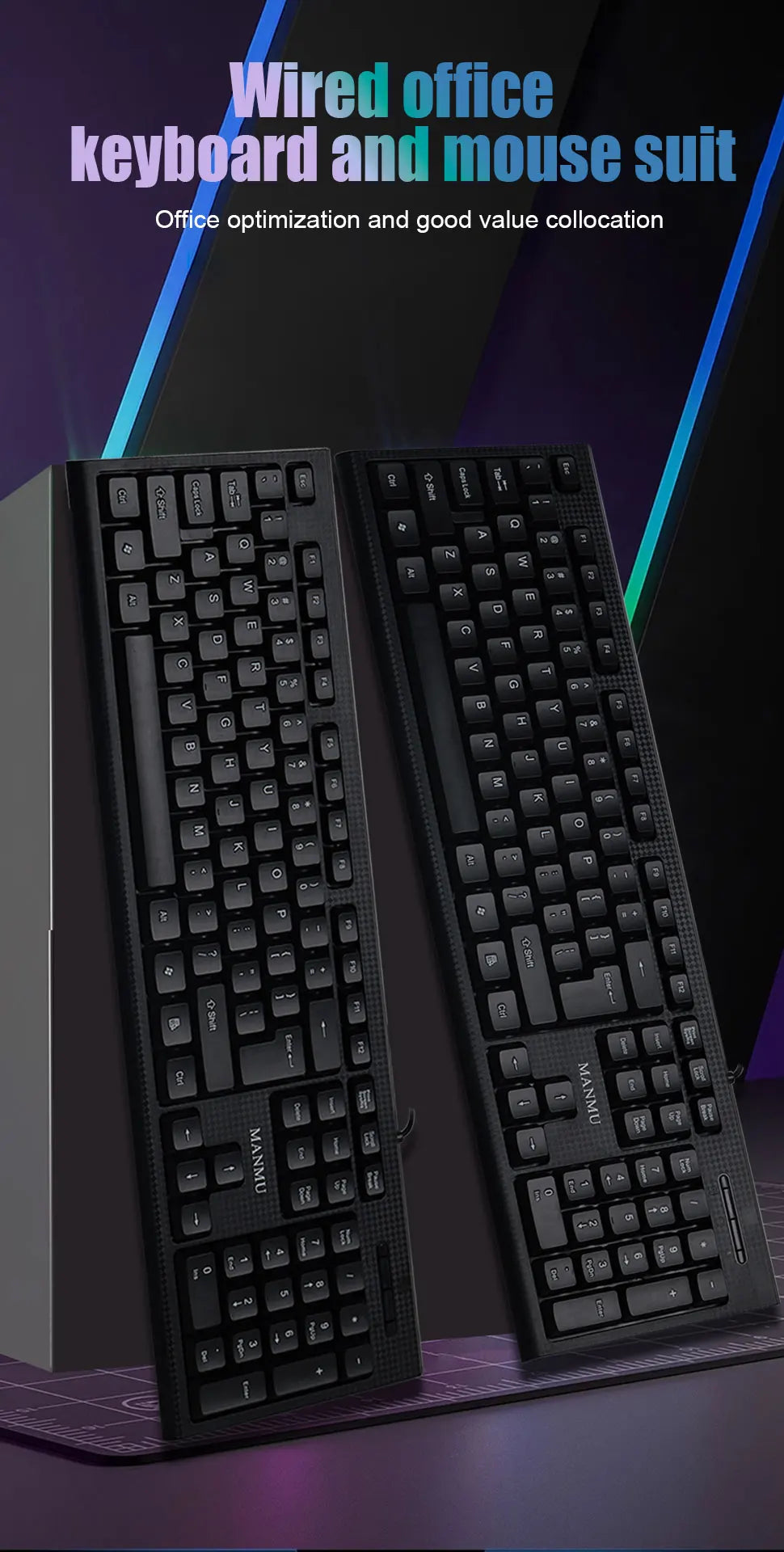 MANMU Office Keyboard And Mouse Combo Set Gaming Wired Mouse For Computer
