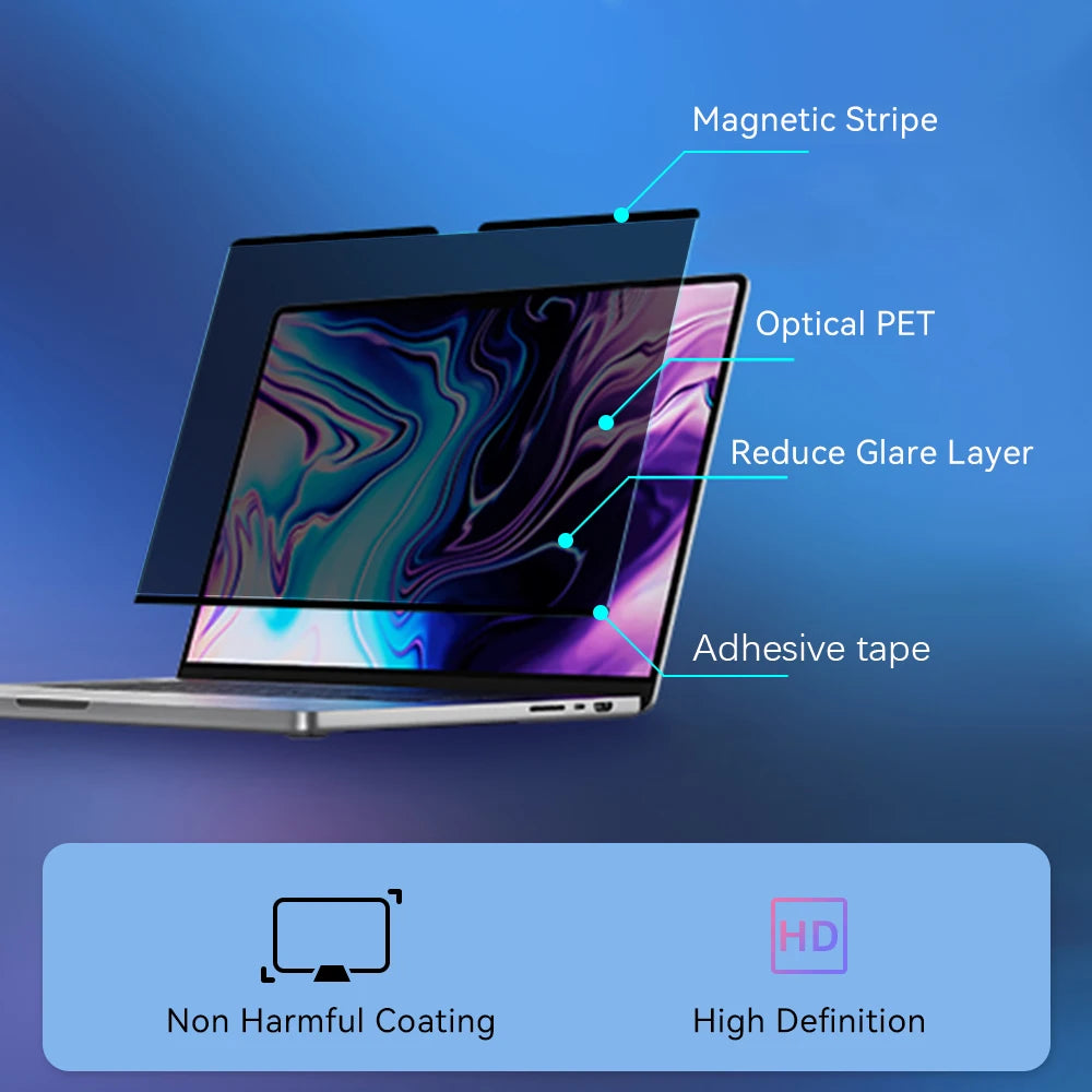 New Magnetic Privacy Filter for Macbook Air 13 Air 15 M3 M2 M1 Pro 13 14 16 Inch Screen Protector Film Anti-spy Anti-peep/Glare