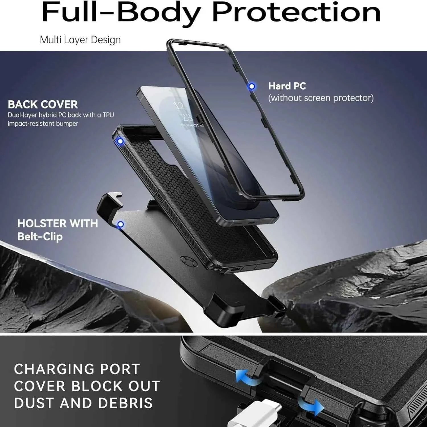Military Armor OTT For Magsafe Charge Case For Samsung S26 Ultra S25 S24 S23 S22 Plus FE Edge Hard PC+TPU Clip Bracket  Cover