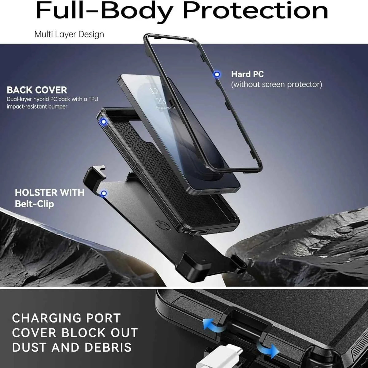 Military Armor OTT For Magsafe Charge Case For Samsung S26 Ultra S25 S24 S23 S22 Plus FE Edge Hard PC+TPU Clip Bracket  Cover