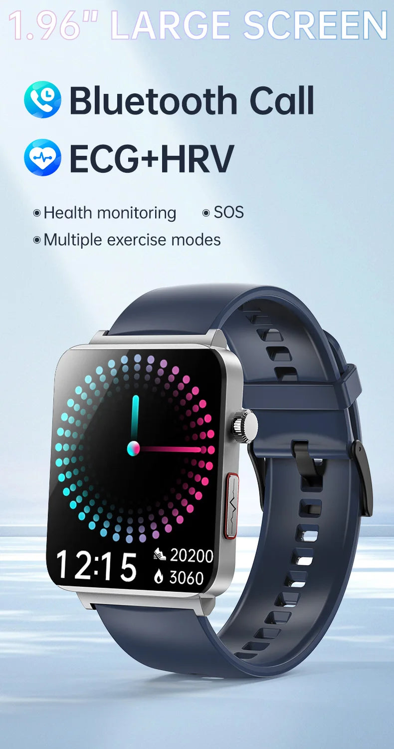KS03 PRO Health Smart Watch For Men Women Bluetooth Calling Fitness Tracker Smartwatch E/C/G Test Outdoor 1.96