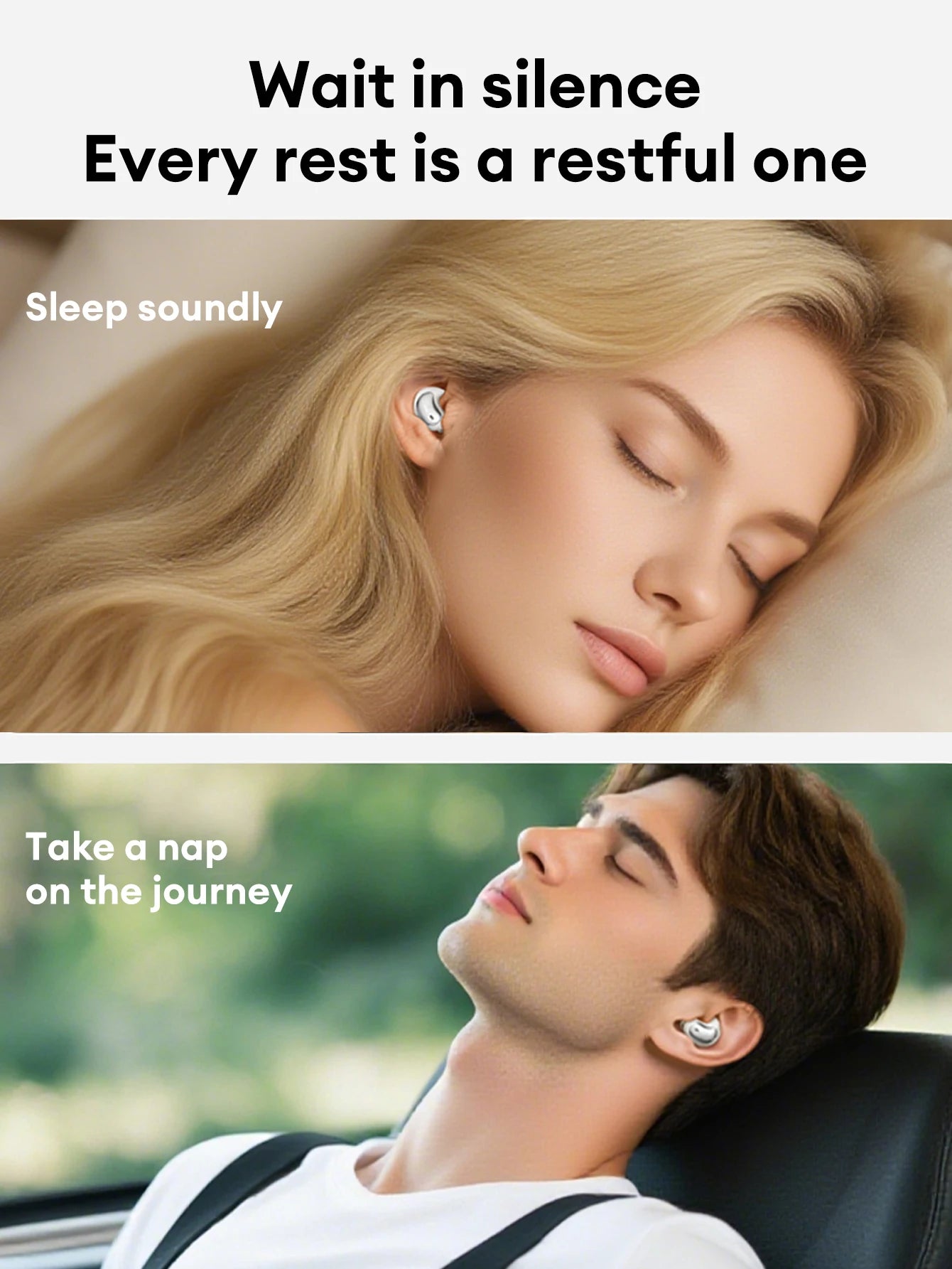 Lenovo LE203 Wireless Bluetooth 6.0 Sleep Headphones Small Lightweight Comfortable In-Ear Earphone Long Battery Life With Mic