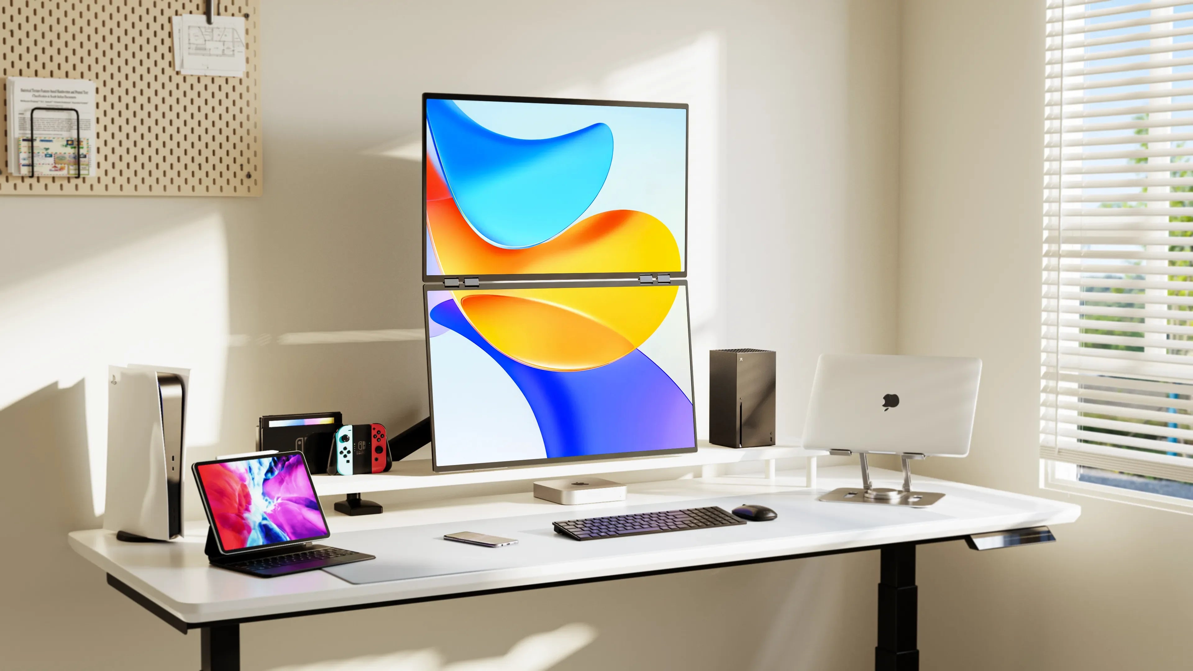 UPERFECT Delta Mega 23.8 Inch 100Hz Dual Screen Stacked Computer Monitor 1080P USB-C HDMI Gaming Laptop Extender Screen W/ VESA