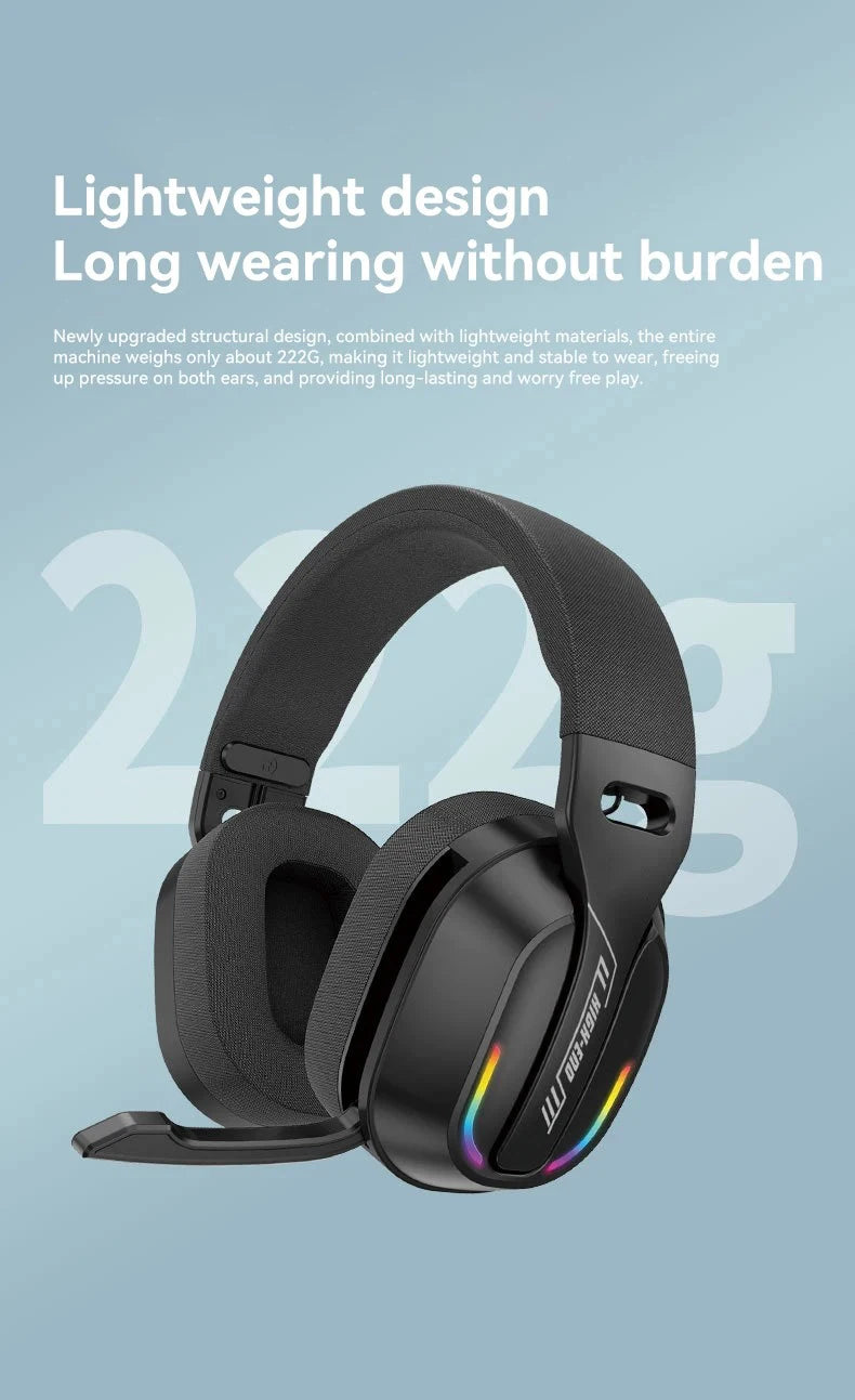 B500 Over Ear Wireless Headphones RGB Gaming Headset Bluetooth 5.4 Low Latency Deep Bass 60H Playtime for Gamer