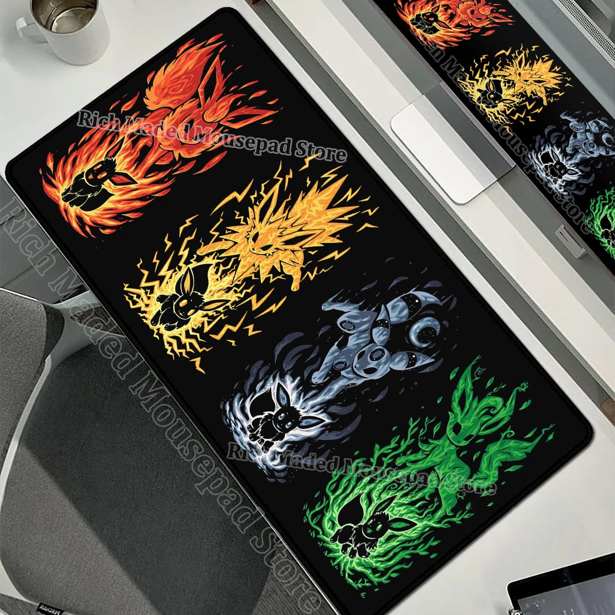 Game Card Pad Gaming Carpet Anime Keyboard Pad Pokemon Eevee Mousepad Gamer Mouse Pads Laptop Extended Desk Mat PC Cabinet Rug