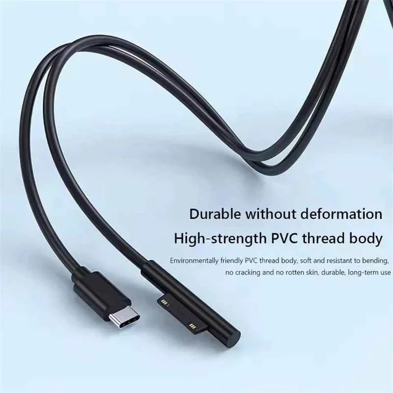 PD 65W Fast Charging USB Type C Power Supply Cable for Microsoft Surface Pro 7 3 4 5 6 15V 3A Tablet Charger USB C Adapter Cable