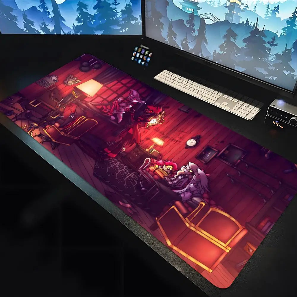 Hazbin Hotels Alastor Mouse Pad large keyboard mouse desk pad non-slip water proof rubber gaming mouse pad laptop carpet 600x300