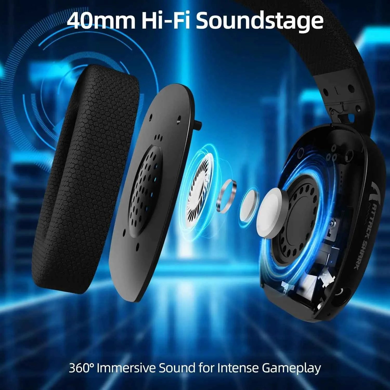 ATTACK SHARK L80PRO Wireless Gaming Headset Lightseed Tech- Built-in&Detachable Dual Microphone-Lightweight Headphone-Tri-Mode