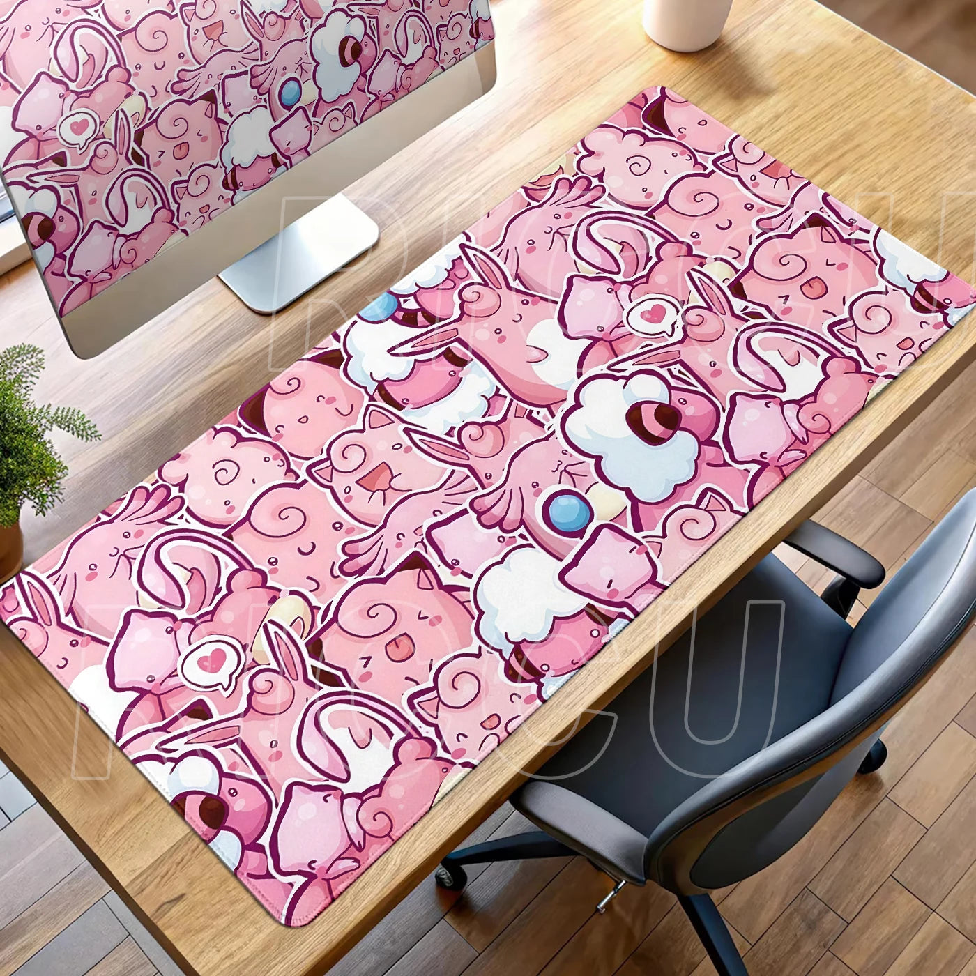 Kawaii Pink Keyboard Pad Clefairy Anime Gamer PC Cabinet Mouse Pad Ppokemon Jigglypuff Mousepad Laptop DeskMat E-Sports Mousemat