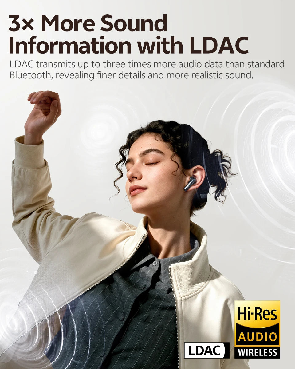 QCY AilyBuds E50 HT11 Wireless Earphones Hi-Res Adaptive Hybrid ANC Headphone Bluetooth 6.0 Spatial Sound Earbuds 11mm Drivers