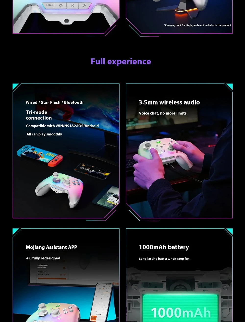 BIGBIG WON Rainbow3 Wireless Game Controllers NearLink 2.4G Hall Joystick Micro Motion Button RGB Gamepad for PC/Switch/Switch2