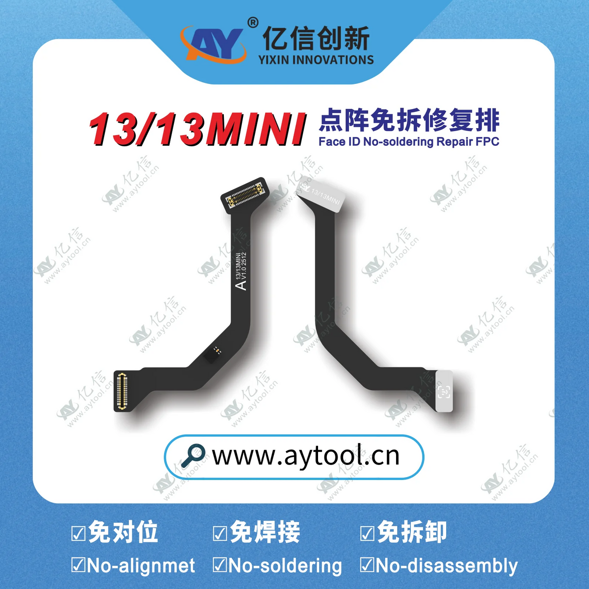 NEW AY A108 Tag Face id Flex Cable for IPhone X-11 12 13 14 15 ProMax Dot Matrix Repair No-alignment NO-soldering No-disassembly