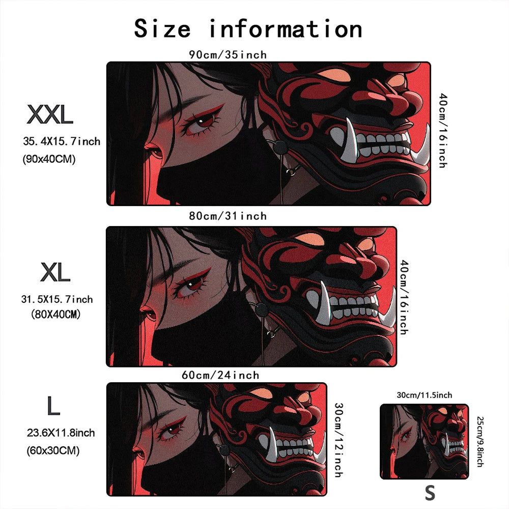 Mask anime girl Mouse Pad Large Computer Office Game Table Mats XXL Rubber Anti-slip Gaming Keyboard Mousepads Long Desk Pads