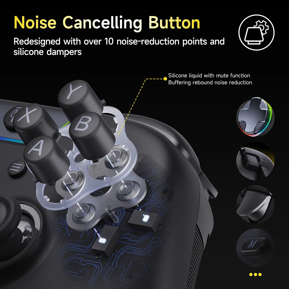 EasySMX X05Pro Charging Dock Controller for PC/Switch/Phone, Silent Button, 1000mAh Battery, Hall Joystick, RGB, Ergonomic Grip