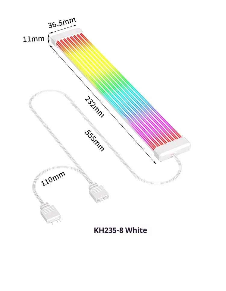 TEUCER X8P/X12P ARGB LED Light Strip – 24PIN/8PIN Motherboard Power Extension Cable with Aura Sync