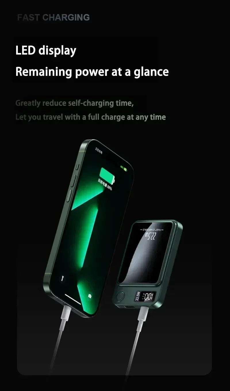 Lenovo New 500000mAh Magnetic Power Bank Fast Wireless Charging Portable Auxiliary Battery for MagSafe Samsung Huawei iPhone