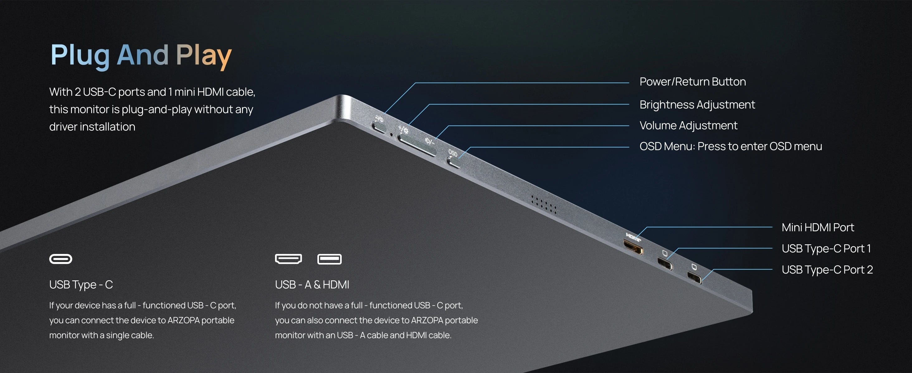 【Monitor+Bag】ARZOPA 16.1 inches Grey Portable Monitor,144 hz,100%s RGB,1080P FHD External Second Screen IPS Screen,Z1FC Grey
