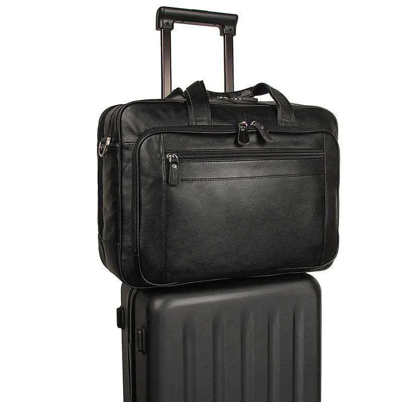 High Quality Genuine Leather Men Briefcase Business bag Crazy Horse Leather Large 17