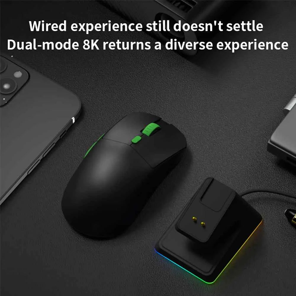 Darmoshark X5 Gaming Mouse 7Key PAW3395 Double 8K Wired Wireless 26000 DPI RGB Magnetic Charging Base Motospeed Macro Mouse