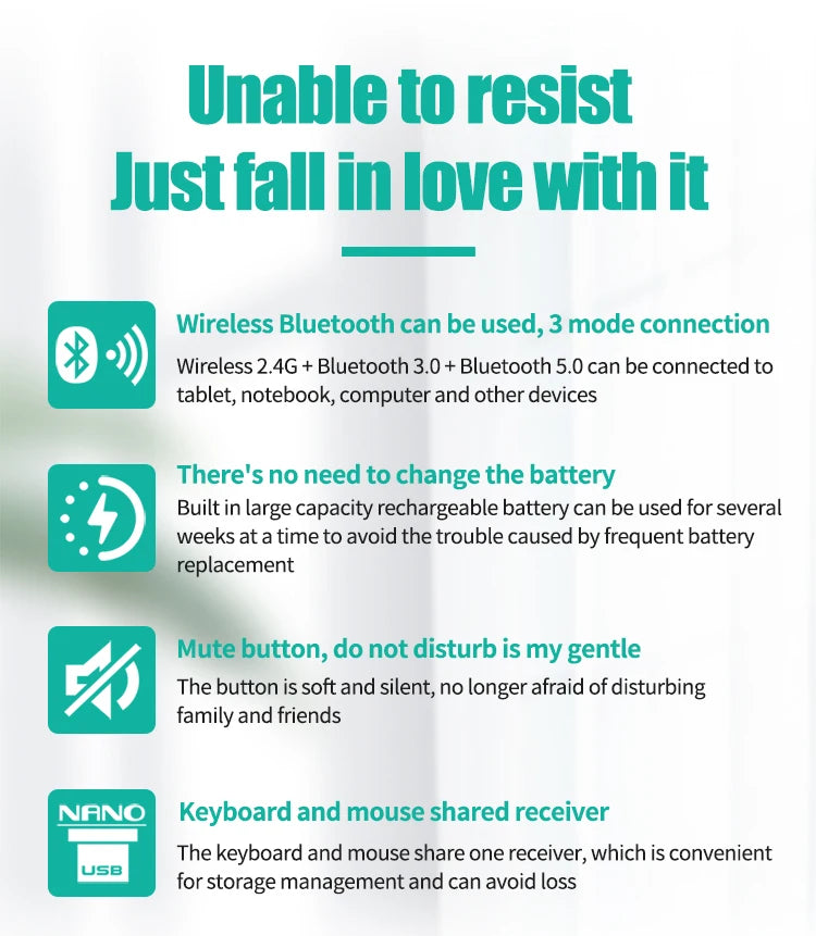 2.4G and Bluetooth Mini Keyboard Wireless keyboard and mouse Set For Notebook Laptop Desktop PC Tablet iPad Android Macbook