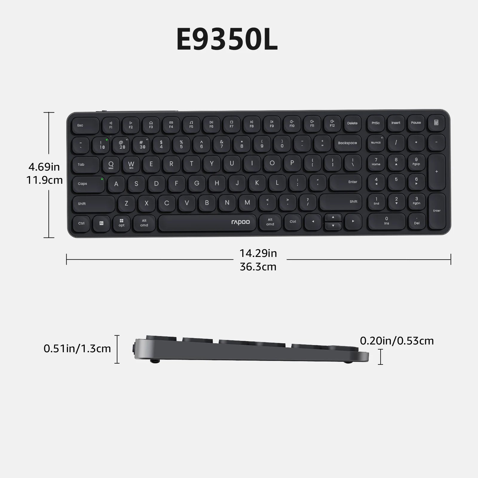 Rapoo 9010M/E9050L/E9350L Multi-Device Wireless Bluetooth Keyboard 2.4G/Bluetooth 5.0/4.0 Support 4 Devices