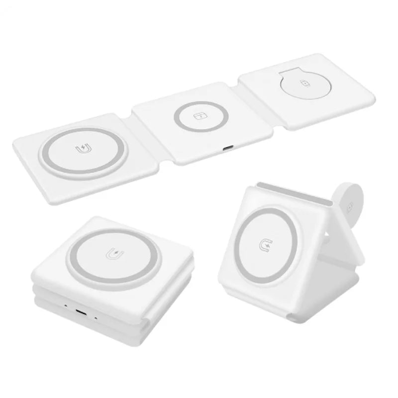 3 in 1 Magnetic Wireless Charger Pad for iPhone 16 15 14 13 Pro Max Apple Watch 9 8 AirPods Chargers Fast Charging Dock Station