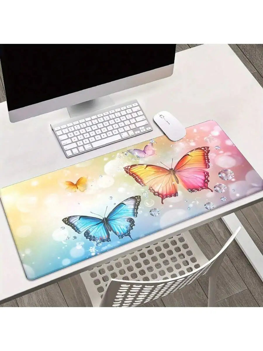 Vibrant Butterfly HD Printed Mousepad Soft Rubber Desk Mat For Gaming Office