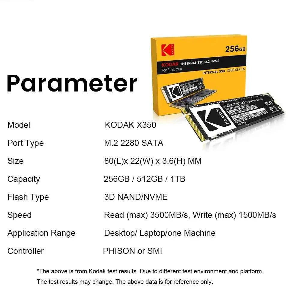 KODAK SSD M2 NVME Gen3X4 PCIE3.0 2280 M.2 M Key Internal Solid State Hard Drive Read Speed Up to 2500MB/s for Desktop Laptop