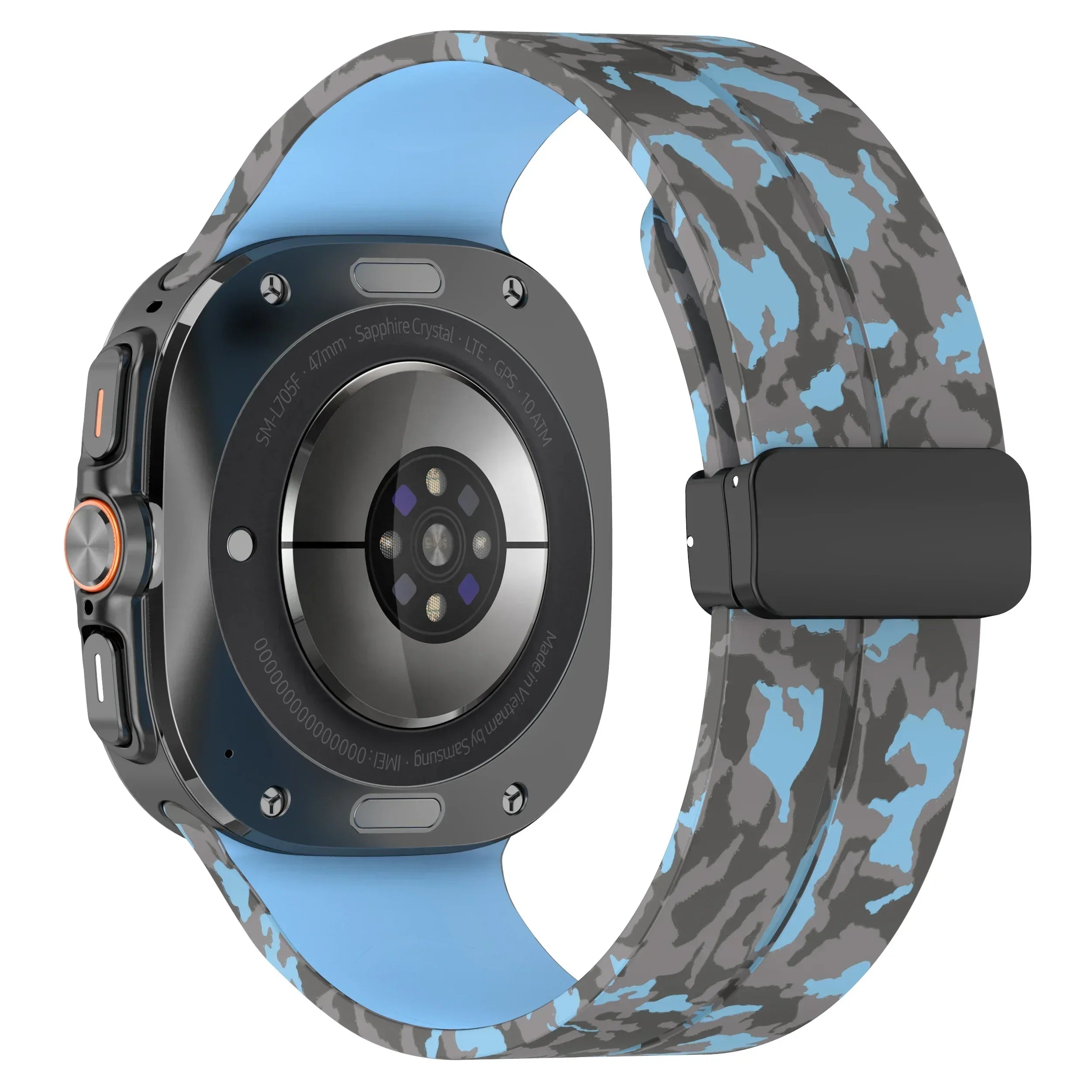 Camouflage Band for Samsung Galaxy Watch Ultra 47mm Silicone Magnetic Bracelet for Galaxy Watch 7 Ultra Replacement Watchband