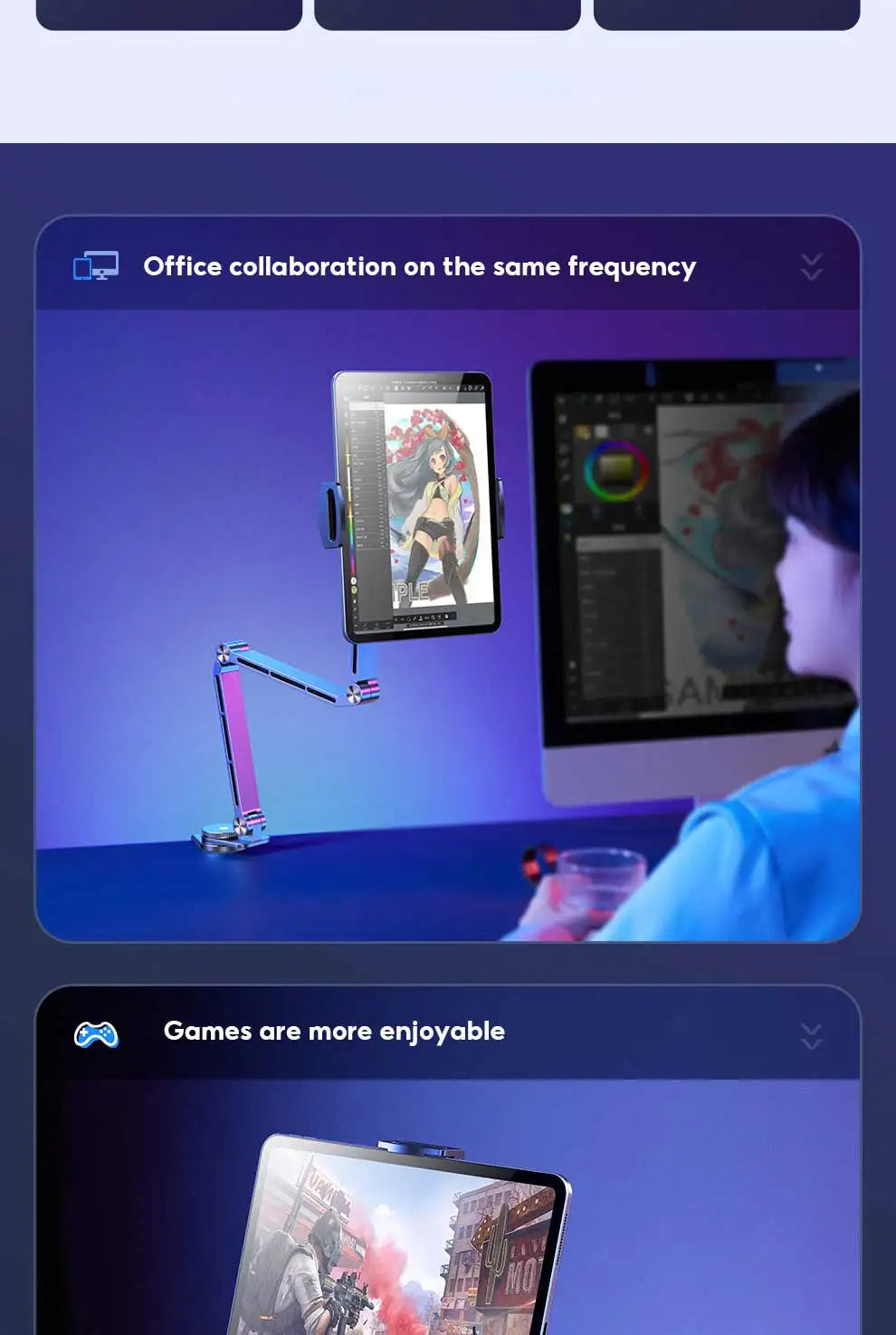 MoZhao Tablet Stand Desktop Support Stand Phone Holder 360° Rotating Folding Aluminum Alloy Office Fixing Magnetic Bracket