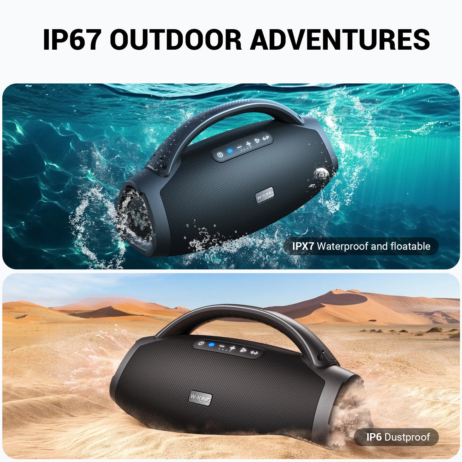 W-KING D20 Portable Bluetooth Speakers,200W RMS Massive Bass Party Boombox IPX7 Waterproof Speaker Large,Outdoor Speaker,BT5.4