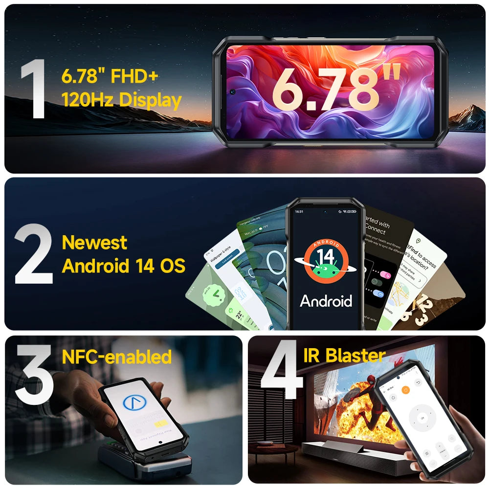 Ulefone Armor 27 Pro 5G Rugged Phone 10600mAh 50MP Camera 64MP Night Smartphone Android 14 Up to 24GB+256GB NFC Waterproof Phone