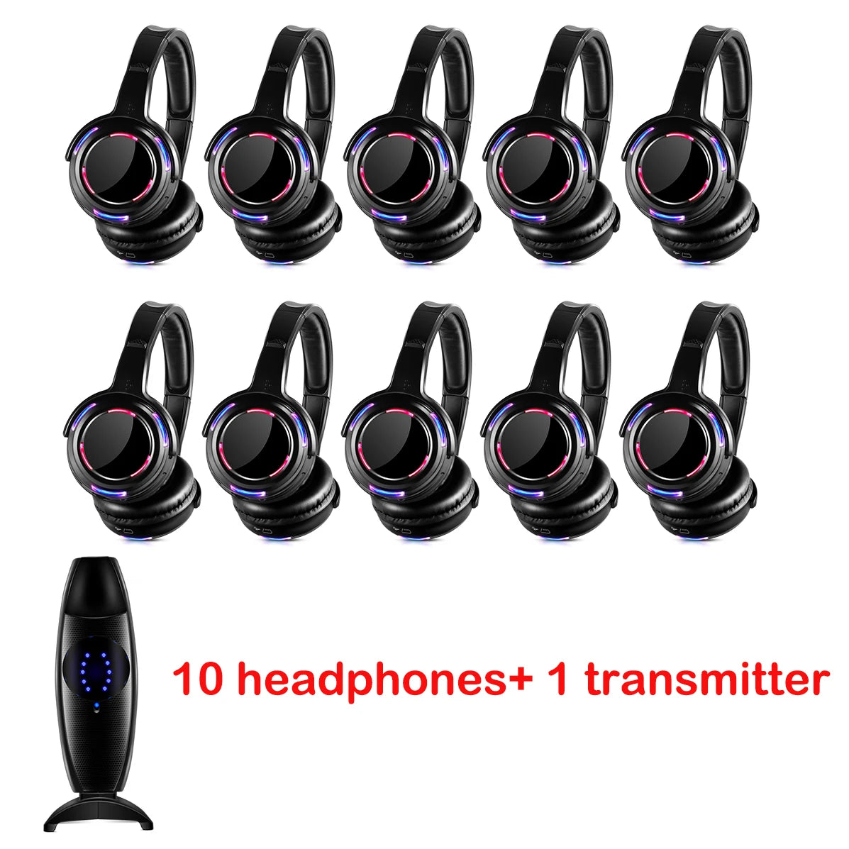 Silent Disco Headphones LED transmitter for Quiet Events,Party,Meeting,Yoga