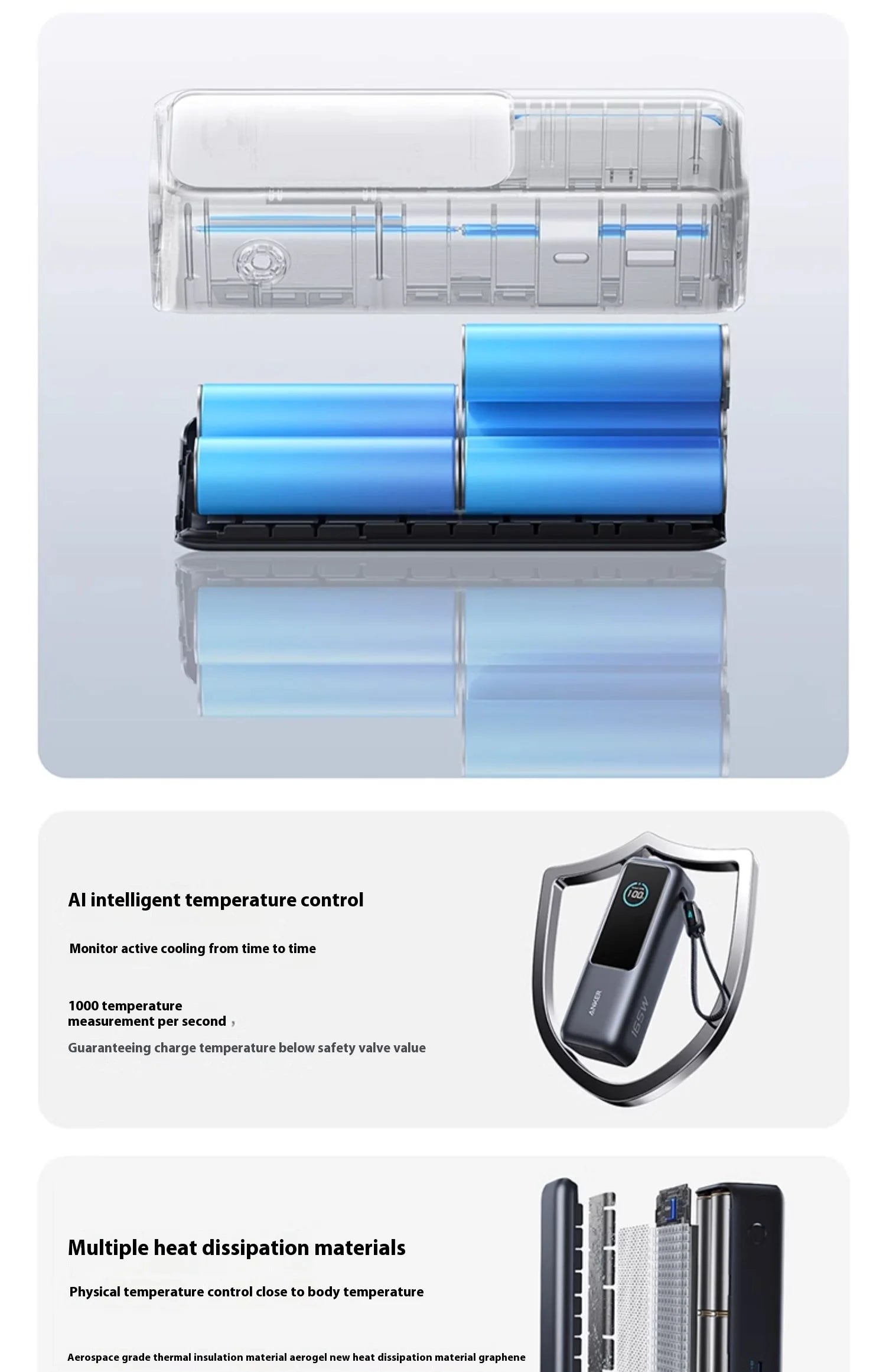 NEW Anker 165W Max Power Bank 25000mAh High Capacity Retractable Cables Fast Charge Mobile Phone Power Bank Gift Lightweight PC