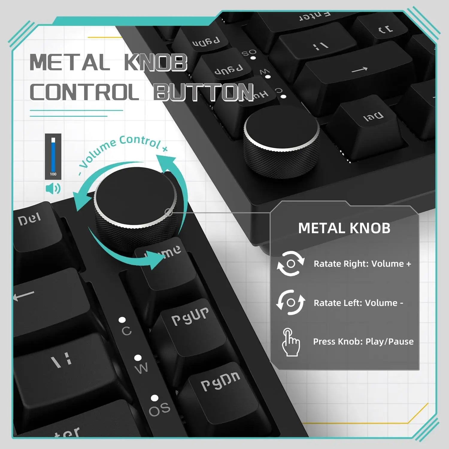 AJAZZ AK820 Wired Gaming Keyboard Red Switch 75% Layout Ergonomic Hot-swappable Detachable Cable