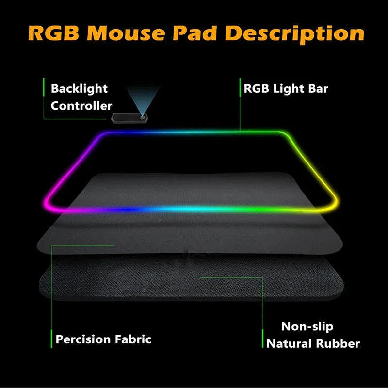 RGB Sakura Scenery  Mousepad Japan Cherry Blossom Gaming Non-slip Table Pad Glowing Keyboard Mouse Pad Laptop Mat With Backlight